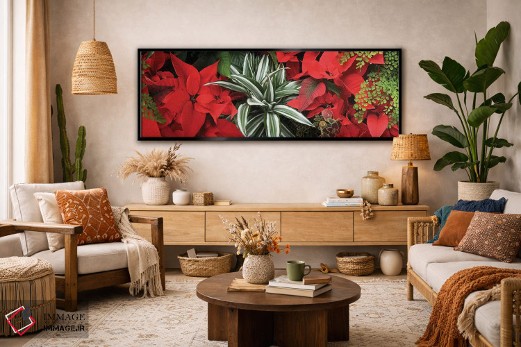 تابلو دکوراتیو گل های پوانستیا نزدیک IV اثر پانورامیک ایمجز - D4B