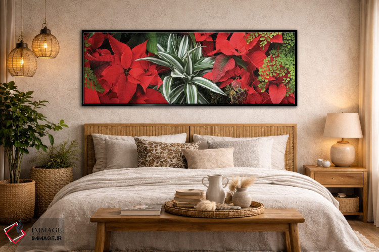 تابلو دکوراتیو گل های پوانستیا نزدیک IV اثر پانورامیک ایمجز - D6B