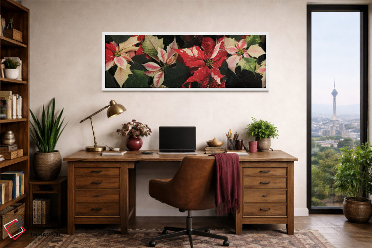 تابلو دکوراتیو گل های پوانستیا نزدیک V اثر پانورامیک ایمجز - D1W