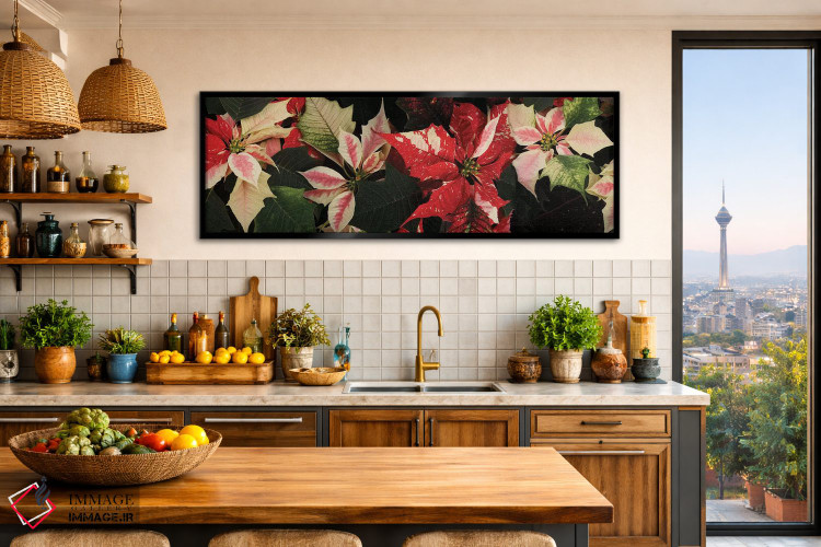 تابلو دکوراتیو گل های پوانستیا نزدیک V اثر پانورامیک ایمجز - D2B