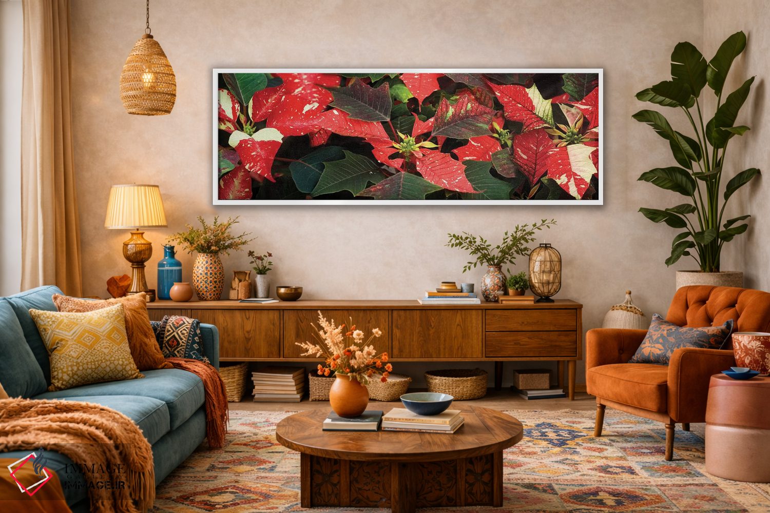 تابلو دکوراتیو گل های پوانستیا نزدیک VI اثر پانورامیک ایمجز - D2W