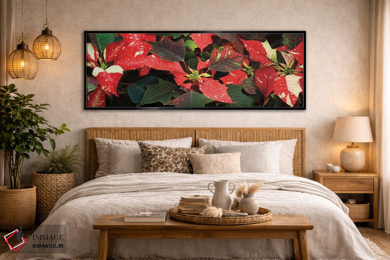 تابلو دکوراتیو گل های پوانستیا نزدیک VI اثر پانورامیک ایمجز - D5B