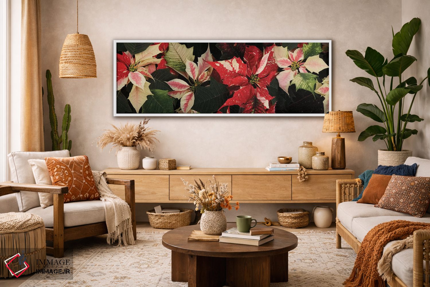 تابلو دکوراتیو گل های پوانستیا نزدیک V اثر پانورامیک ایمجز - D4W