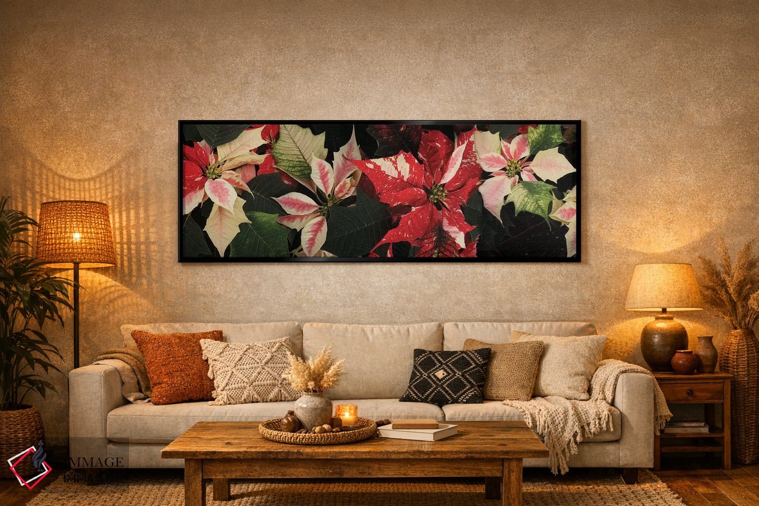 تابلو دکوراتیو گل های پوانستیا نزدیک V اثر پانورامیک ایمجز - D6B