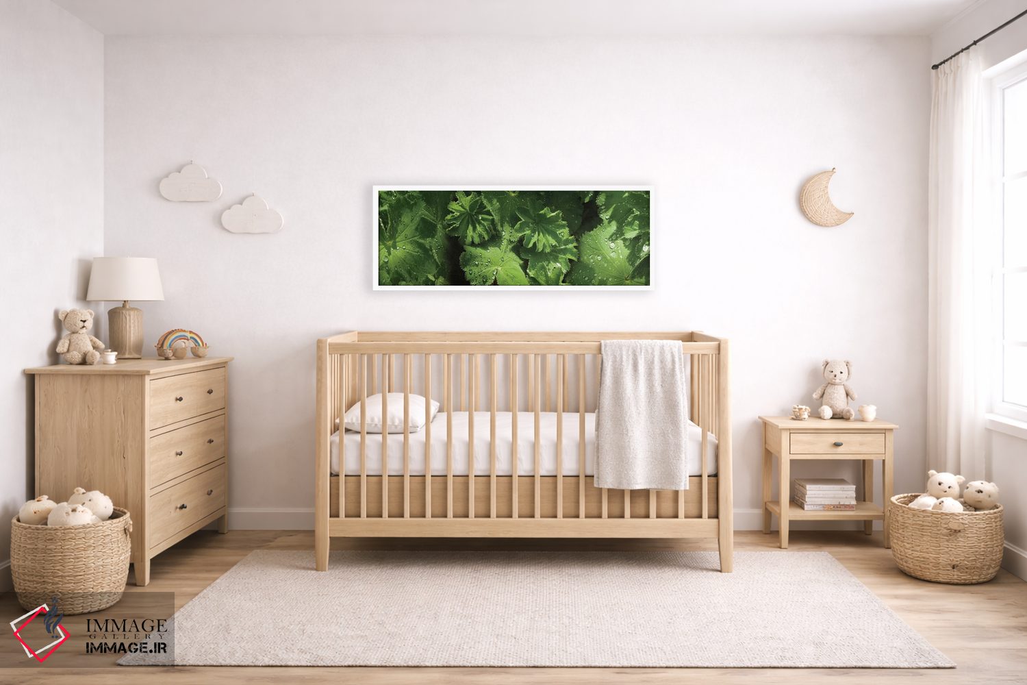 تابلو دکوراتیو قطرات باران روی برگ ها نزدیک III اثر پانورامیک ایمجز - D6W