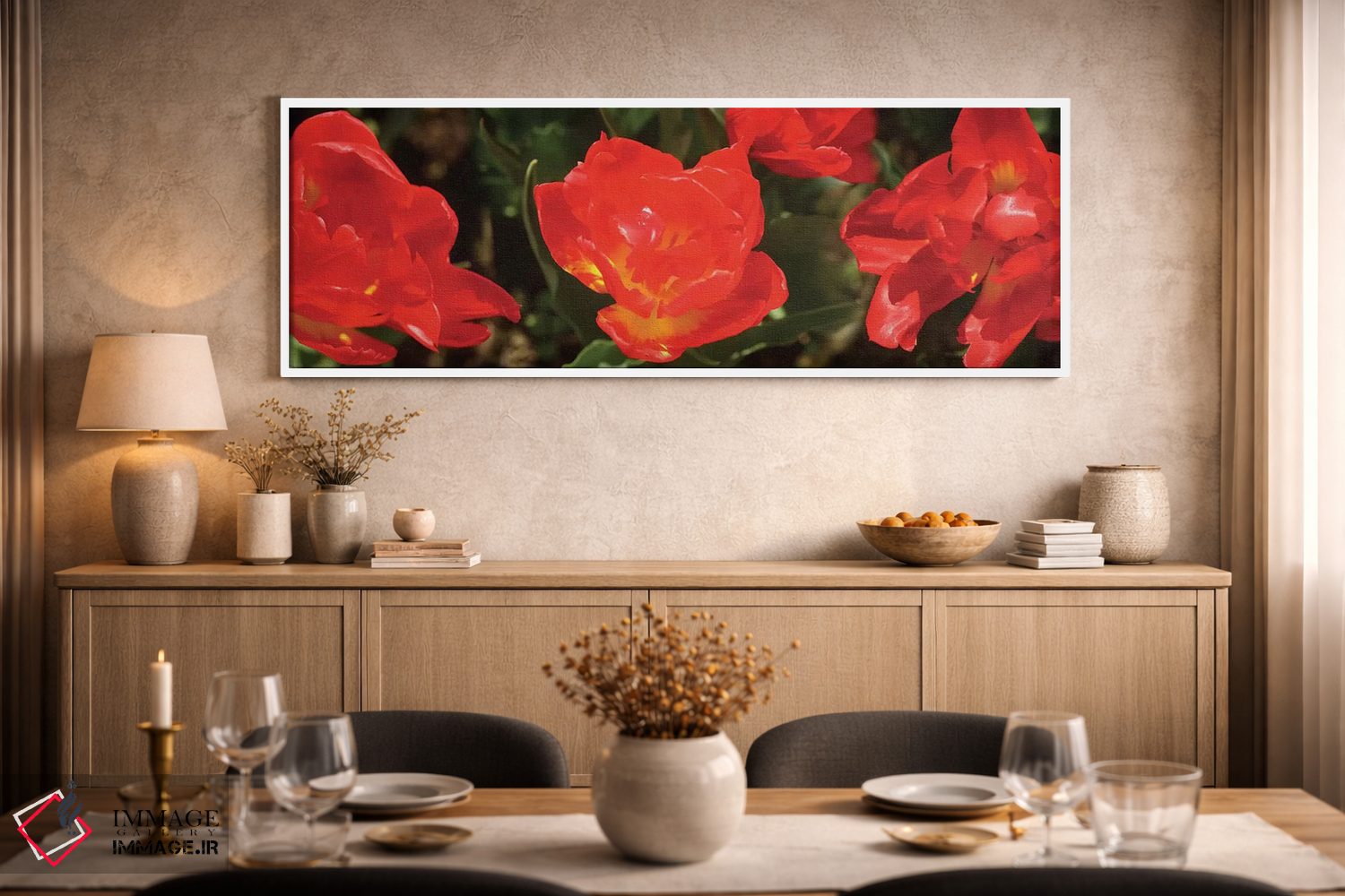 تابلو دکوراتیو گل های لاله قرمز نزدیک II اثر پانورامیک ایمجز - D2W