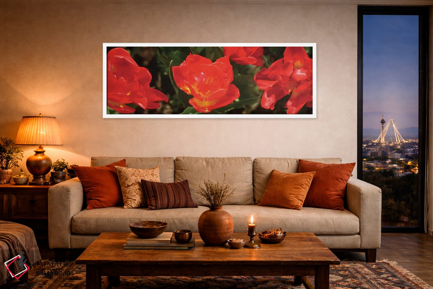 تابلو دکوراتیو گل های لاله قرمز نزدیک II اثر پانورامیک ایمجز - D4W