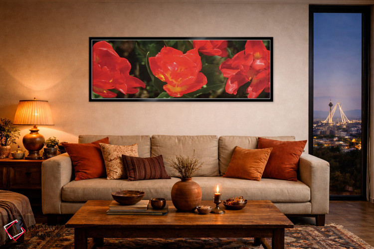 تابلو دکوراتیو گل های لاله قرمز نزدیک II اثر پانورامیک ایمجز - D6B