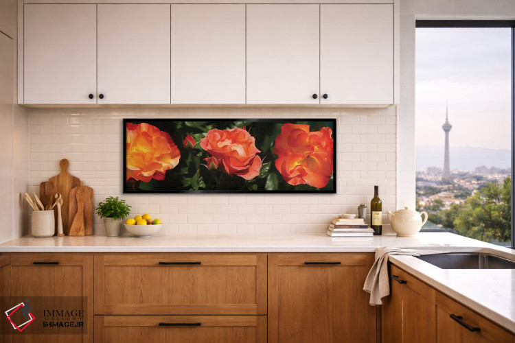 تابلو دکوراتیو گل های رز نزدیک اثر پانورامیک ایمجز - D5B