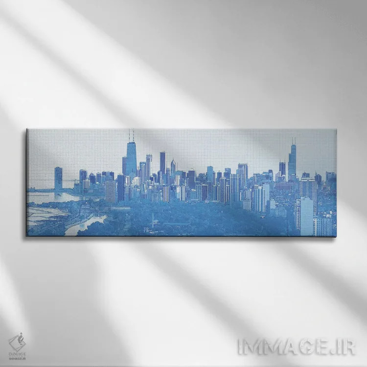 تابلو دکوراتیو طرح دیجیتال از نمای آسمان خراش های شیکاگو، ایالات متحده… اثر پانورامیک ایمجز - نمای روبهرو روی دیوار