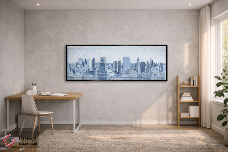 تابلو دکوراتیو طرح دیجیتال از نمای آسمان خراش های شیکاگو، ایالات متحده… اثر پانورامیک ایمجز - D1B