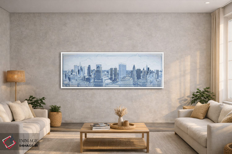 تابلو دکوراتیو طرح دیجیتال از نمای آسمان خراش های شیکاگو، ایالات متحده… اثر پانورامیک ایمجز - D2W