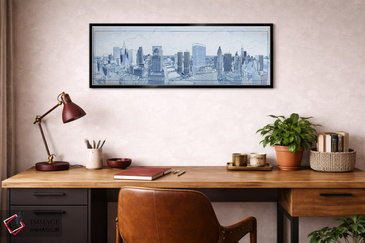 تابلو دکوراتیو طرح دیجیتال از نمای آسمان خراش های شیکاگو، ایالات متحده… اثر پانورامیک ایمجز - D4B
