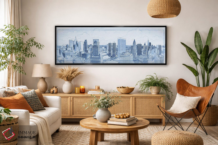 تابلو دکوراتیو طرح دیجیتال از نمای آسمان خراش های شیکاگو، ایالات متحده… اثر پانورامیک ایمجز - D3B