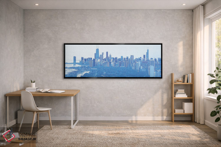 تابلو دکوراتیو طرح دیجیتال از نمای آسمان خراش های شیکاگو، ایالات متحده… اثر پانورامیک ایمجز - D1B
