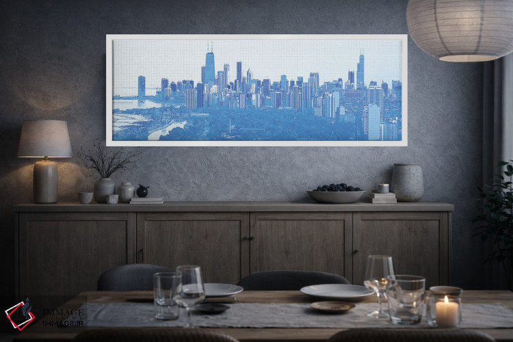 تابلو دکوراتیو طرح دیجیتال از نمای آسمان خراش های شیکاگو، ایالات متحده… اثر پانورامیک ایمجز - D3W