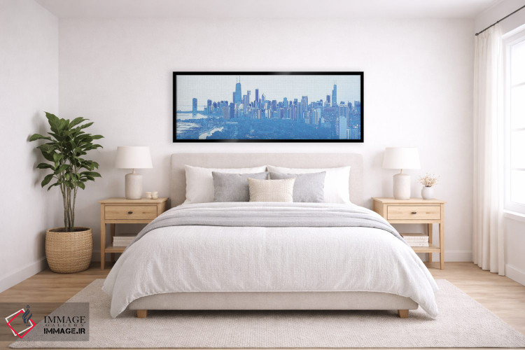 تابلو دکوراتیو طرح دیجیتال از نمای آسمان خراش های شیکاگو، ایالات متحده… اثر پانورامیک ایمجز - D5B