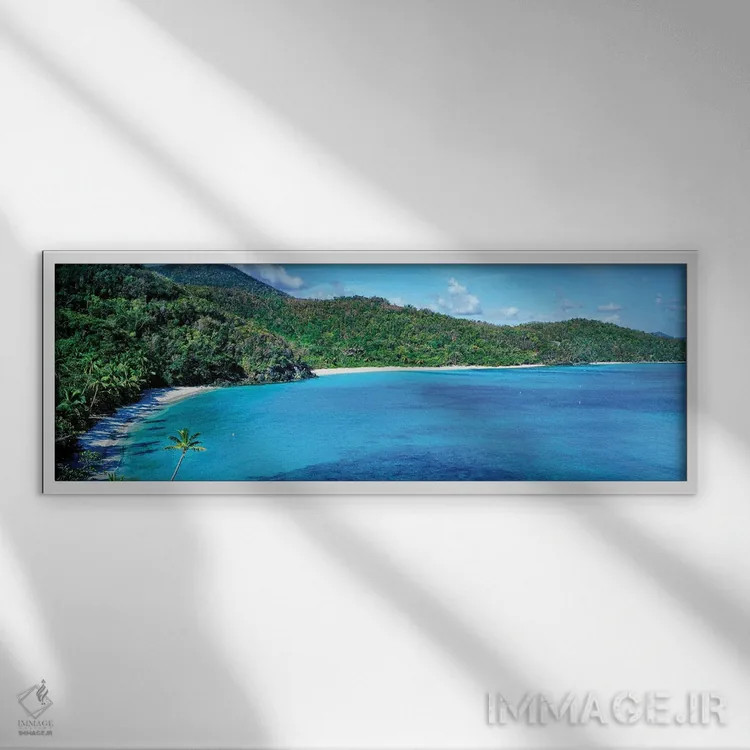 تابلو دکوراتیو نمای بلند از خلیج هاوک نس، سنت جان، جزایر ویرجین ایالات… اثر پانورامیک ایمجز - نمای قابدار سفید