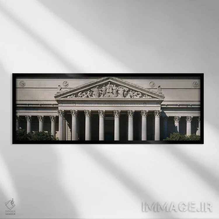 تابلو دکوراتیو نمای ساختمان آرشیو ملی، واشینگتن دی.سی، ایالات متحده اثر پانورامیک ایمجز - نمای قابدار مشکی