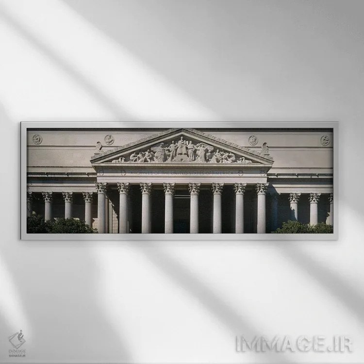 تابلو دکوراتیو نمای ساختمان آرشیو ملی، واشینگتن دی.سی، ایالات متحده اثر پانورامیک ایمجز - نمای قابدار سفید