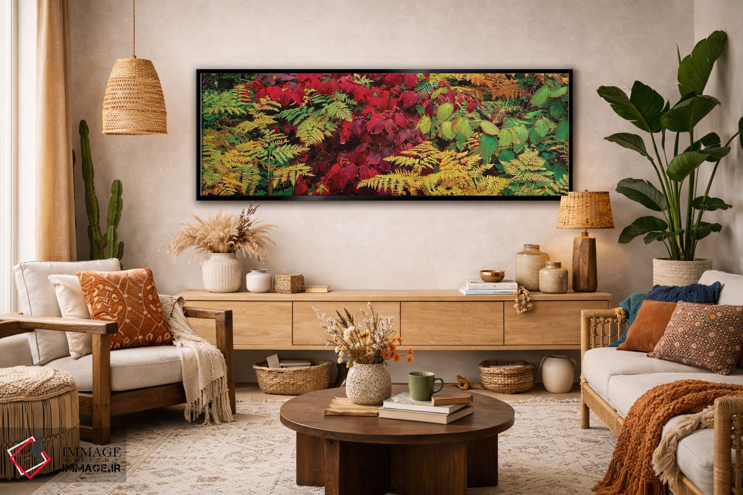 تابلو دکوراتیو برگ های پاییزی در جنگل، کوه های آدیرونداک، شهرستان فران… اثر پانورامیک ایمجز - D2B