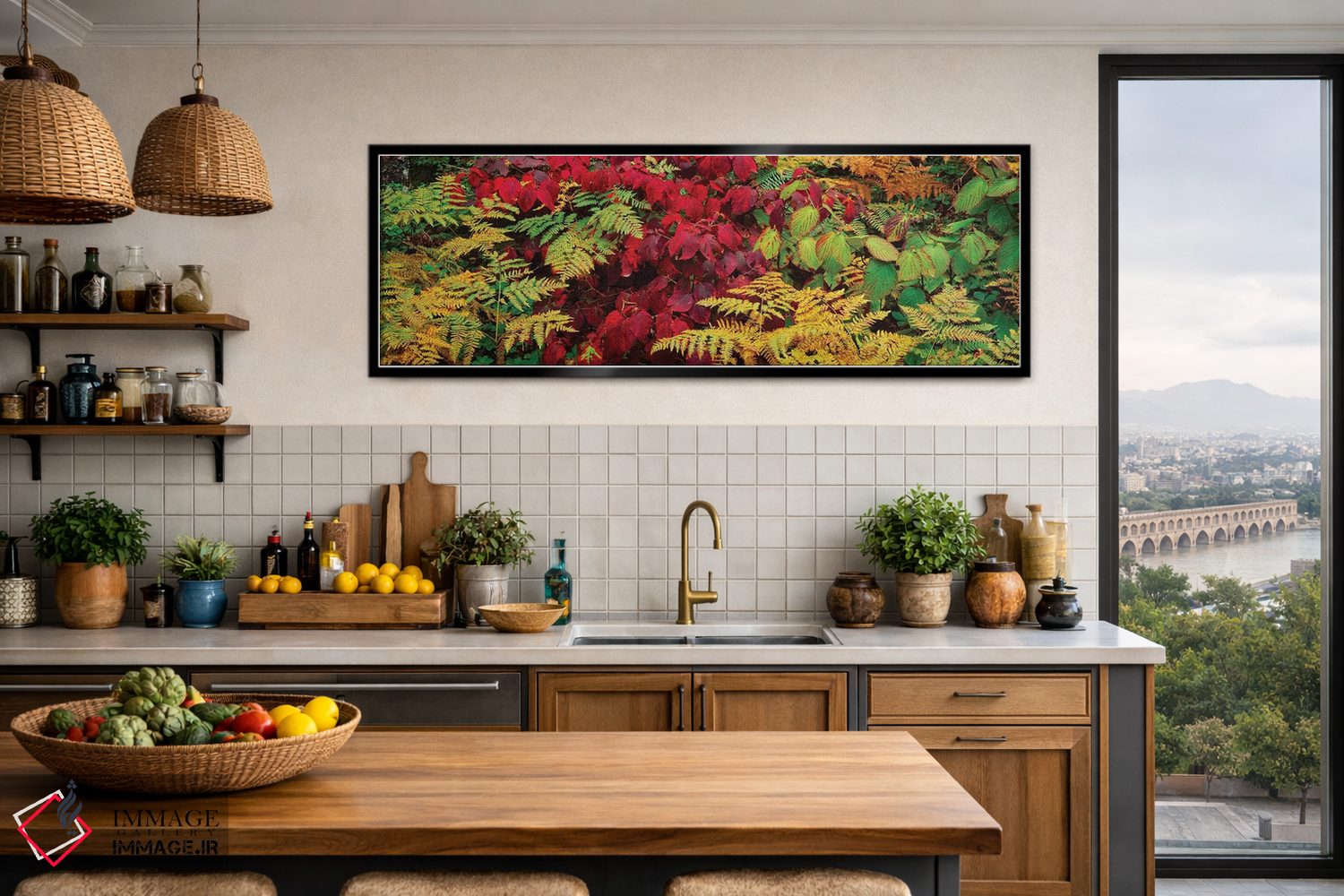 تابلو دکوراتیو برگ های پاییزی در جنگل، کوه های آدیرونداک، شهرستان فران… اثر پانورامیک ایمجز - D3B