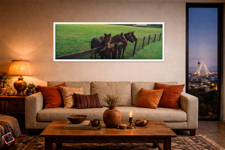 تابلو دکوراتیو چهار اسب که کنار حصار ایستاده اند، شهرستان بالتیمور، مر… اثر پانورامیک ایمجز - D3W