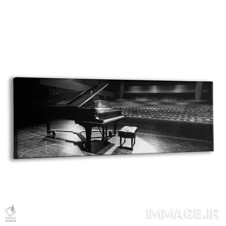 تابلو دکوراتیو پیانو بزرگ روی صحنه سالن کنسرت، دانشگاه هاوایی، هیلو، ه… اثر پانورامیک ایمجز - نمای پرسپکتیو محصول