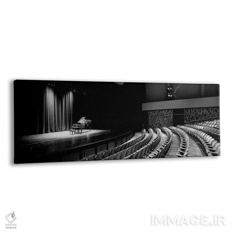 تابلو دکوراتیو پیانو بزرگ روی صحنه سالن کنسرت، دانشگاه هاوایی، هیلو، ه… اثر پانورامیک ایمجز - نمای پرسپکتیو محصول