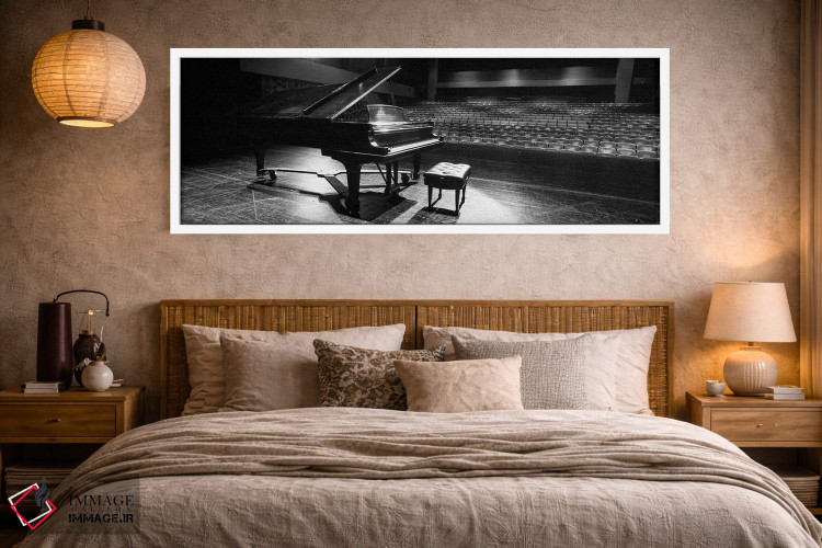 تابلو دکوراتیو پیانو بزرگ روی صحنه سالن کنسرت، دانشگاه هاوایی، هیلو، ه… اثر پانورامیک ایمجز - D4W