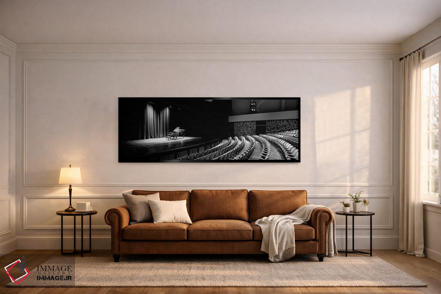 تابلو دکوراتیو پیانو بزرگ روی صحنه سالن کنسرت، دانشگاه هاوایی، هیلو، ه… اثر پانورامیک ایمجز - D6B