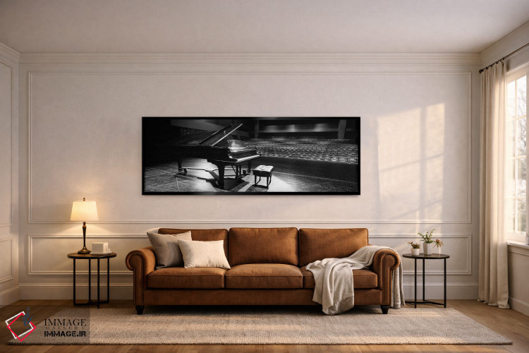 تابلو دکوراتیو پیانو بزرگ روی صحنه سالن کنسرت، دانشگاه هاوایی، هیلو، ه… اثر پانورامیک ایمجز - D6B