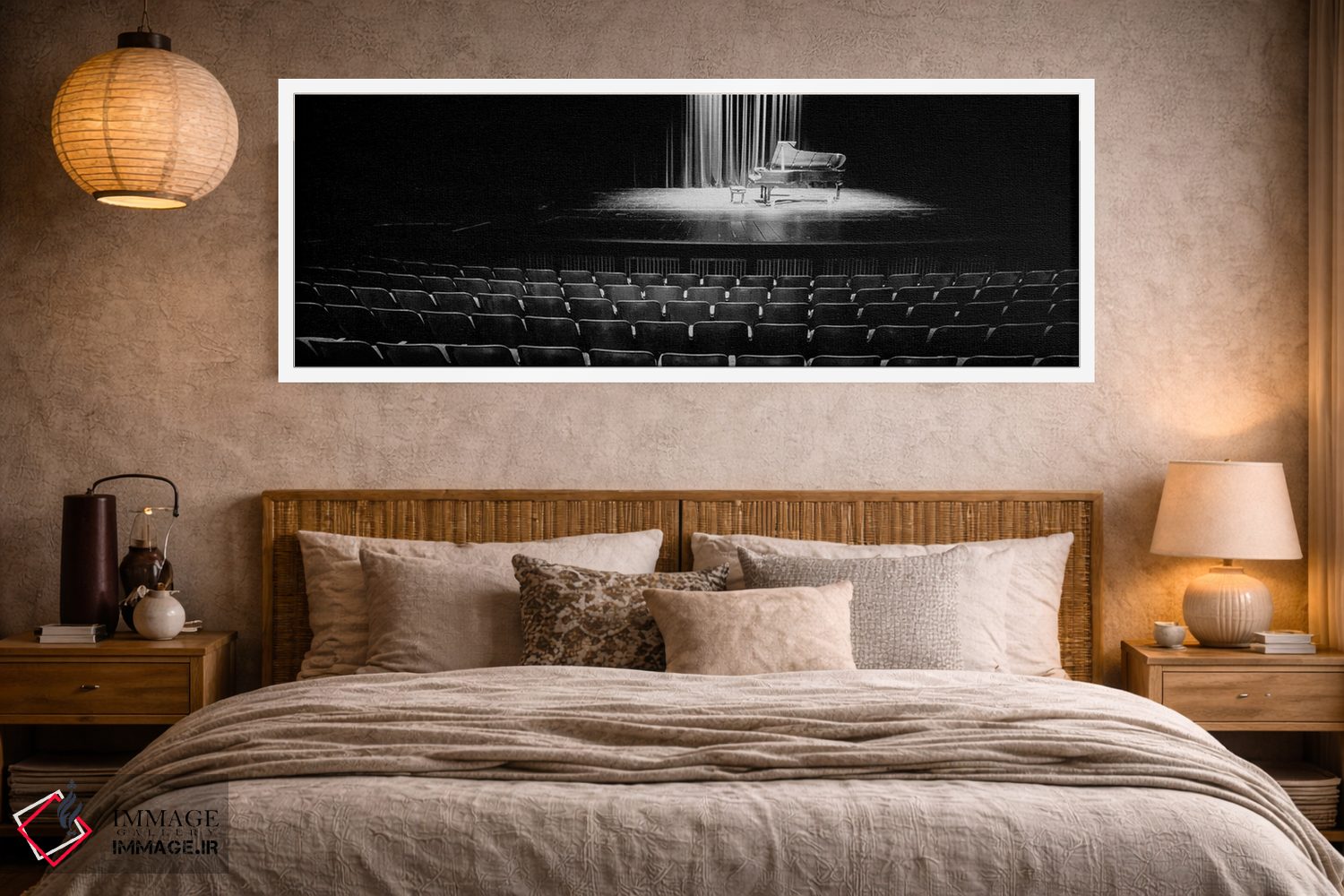 تابلو دکوراتیو پیانو بزرگ روی صحنه سالن کنسرت، دانشگاه هاوایی، هیلو، ه… اثر پانورامیک ایمجز - D4W