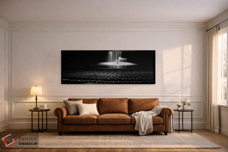 تابلو دکوراتیو پیانو بزرگ روی صحنه سالن کنسرت، دانشگاه هاوایی، هیلو، ه… اثر پانورامیک ایمجز - D6B