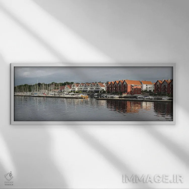 تابلو دکوراتیو Grasholmen, Stavanger, Rogaland County, Norway" - "خانه… اثر پانورامیک ایمجز - نمای قابدار سفید