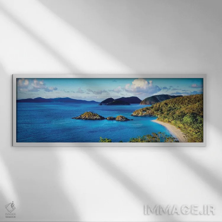 تابلو دکوراتیو Trunk Bay, Saint John, U.S. Virgin Islands" - "جزایر در… اثر پانورامیک ایمجز - نمای قابدار سفید