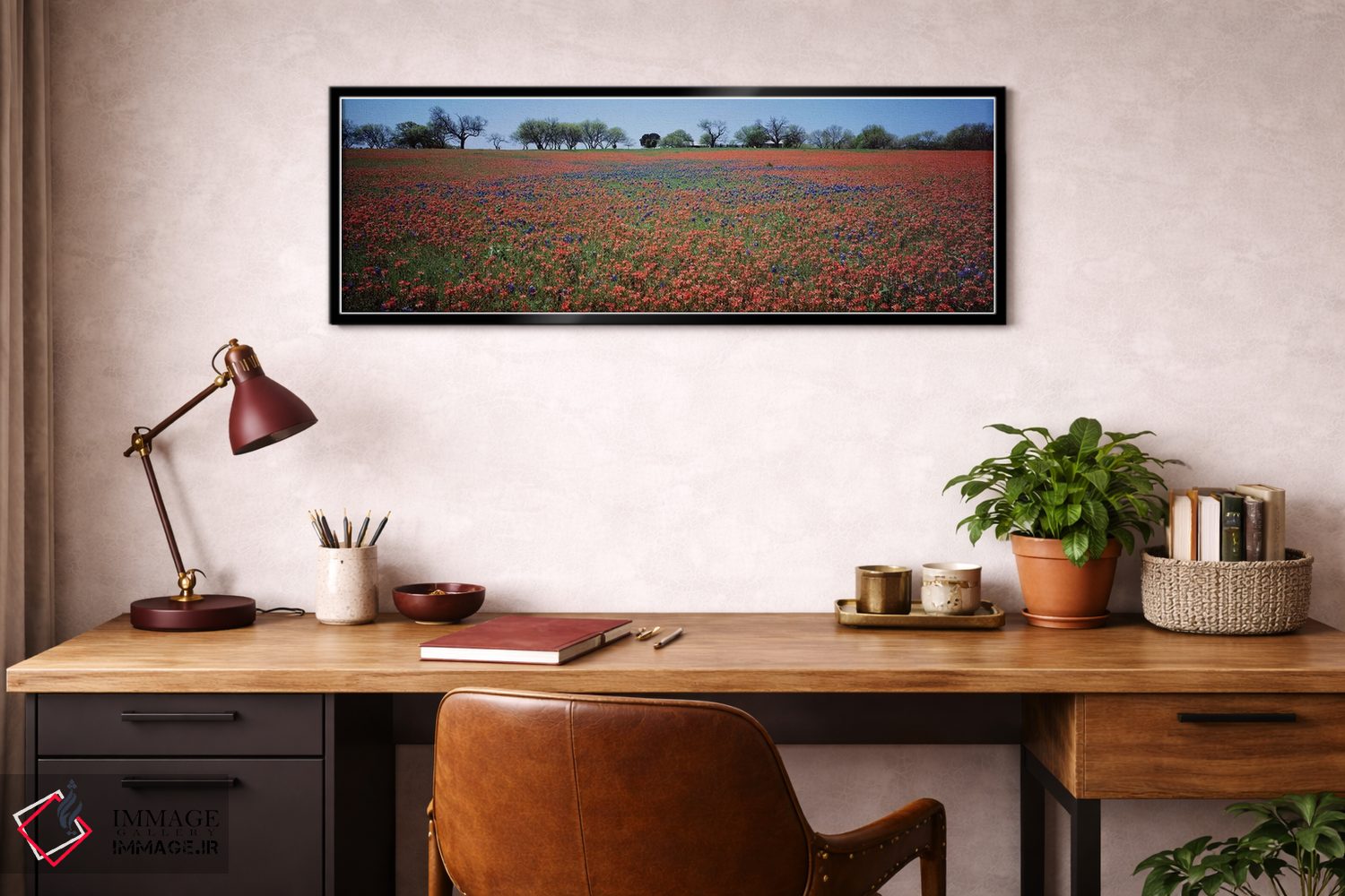 تابلو دکوراتیو Texas" - "قلم موی هندی و گل های آبی بنیتس، تگزاس" اثر پانورامیک ایمجز - D3B