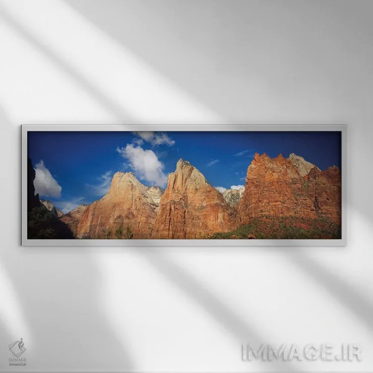 تابلو دکوراتیو Zion National Park, Utah, USA" - "نمای زاویه پایین از ک… اثر پانورامیک ایمجز - نمای قابدار سفید