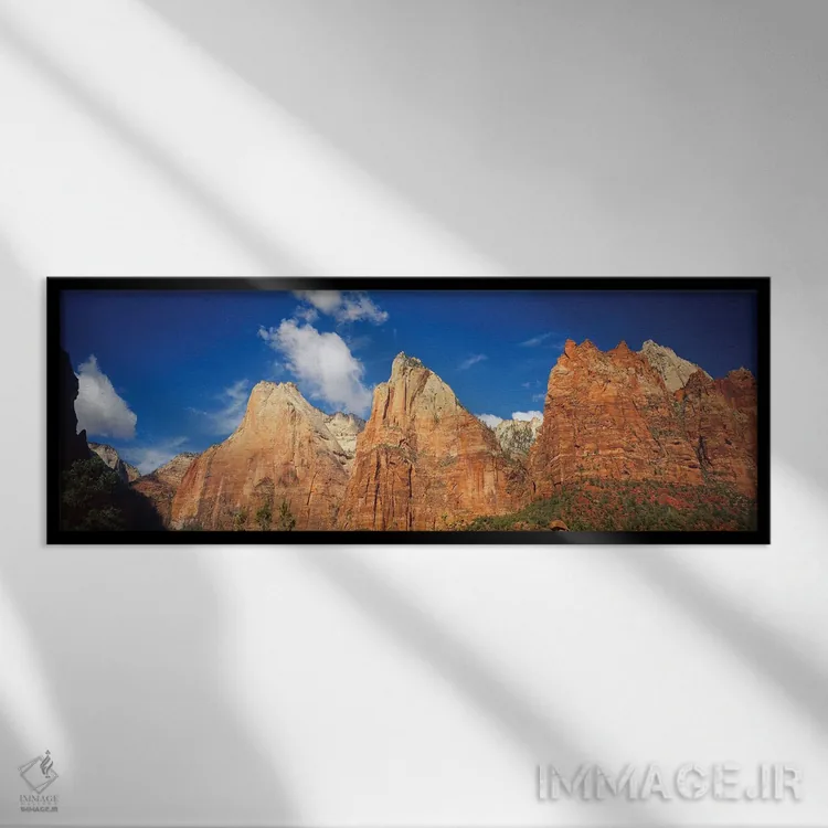 تابلو دکوراتیو Zion National Park, Utah, USA" - "نمای زاویه پایین از ک… اثر پانورامیک ایمجز - نمای قابدار مشکی