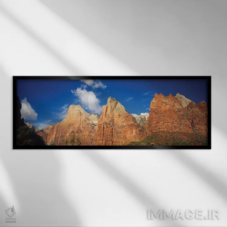 تابلو دکوراتیو Zion National Park, Utah, USA" - "نمای زاویه پایین از ک… اثر پانورامیک ایمجز - نمای قابدار مشکی