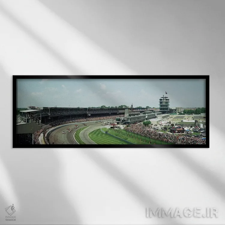 تابلو دکوراتیو Indianapolis 500, Indiana, USA I" - "ماشین های مسابقه د… اثر پانورامیک ایمجز - نمای قابدار مشکی