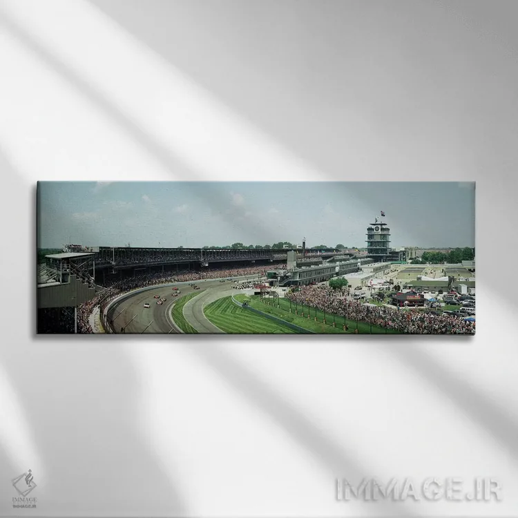 تابلو دکوراتیو Indianapolis 500, Indiana, USA I" - "ماشین های مسابقه د… اثر پانورامیک ایمجز - نمای روبهرو روی دیوار