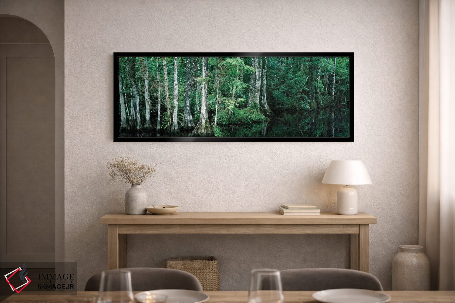 تابلو دکوراتیو "بازتاب درختان در حوضچه، ذخیره گاه ملی بیگ سایپر، فلوری… اثر پانورامیک ایمجز - D2B