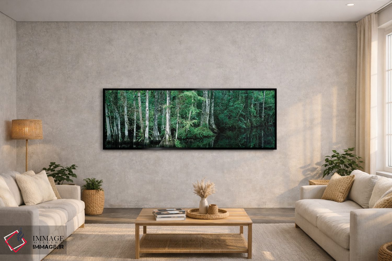 تابلو دکوراتیو "بازتاب درختان در حوضچه، ذخیره گاه ملی بیگ سایپر، فلوری… اثر پانورامیک ایمجز - D4B