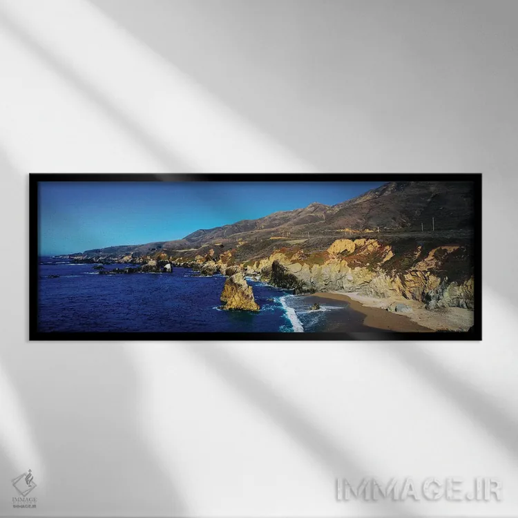 تابلو دکوراتیو "شکل گیری های صخره ای در ساحل، بیگ سور، ساحل ایالتی گار… اثر پانورامیک ایمجز - نمای قابدار مشکی