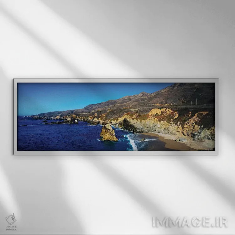 تابلو دکوراتیو "شکل گیری های صخره ای در ساحل، بیگ سور، ساحل ایالتی گار… اثر پانورامیک ایمجز - نمای قابدار سفید