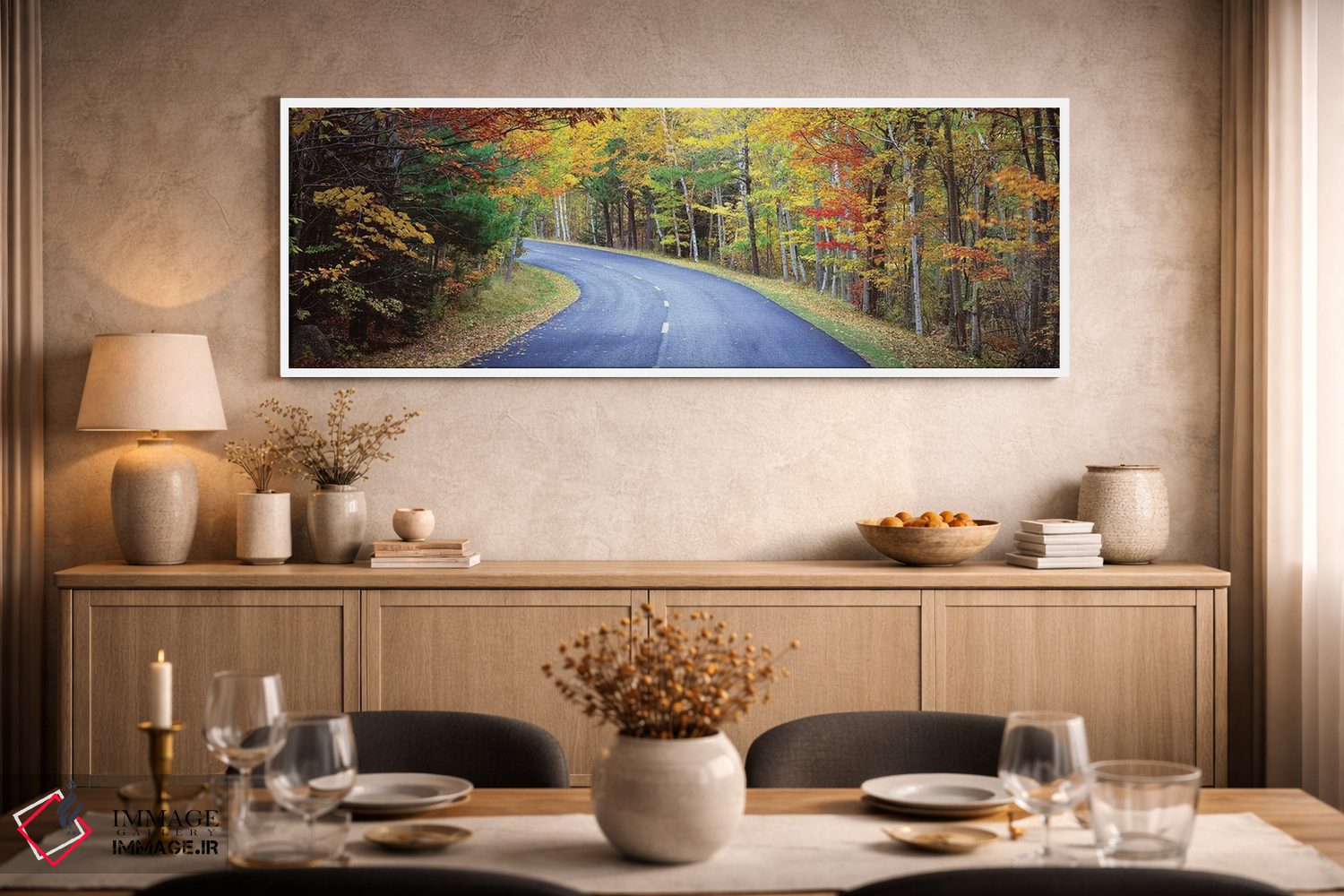 تابلو دکوراتیو "جاده ای که از جنگلی می گذرد، جاده پارک لوپ، پارک ملی آ… اثر پانورامیک ایمجز - D1W