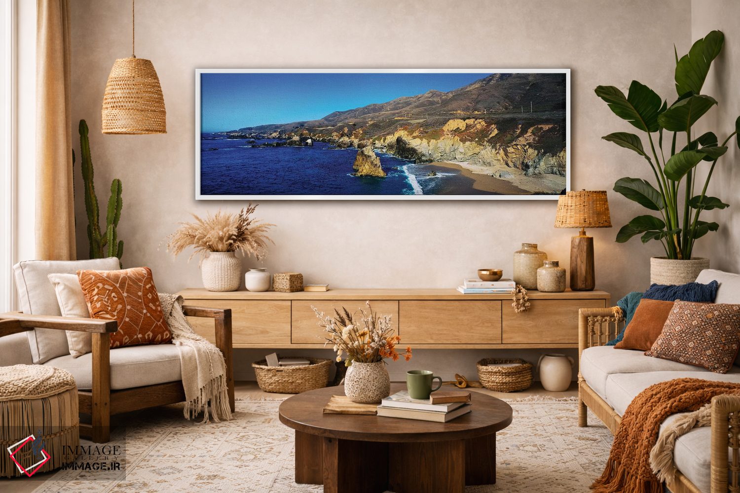 تابلو دکوراتیو "شکل گیری های صخره ای در ساحل، بیگ سور، ساحل ایالتی گار… اثر پانورامیک ایمجز - D3W