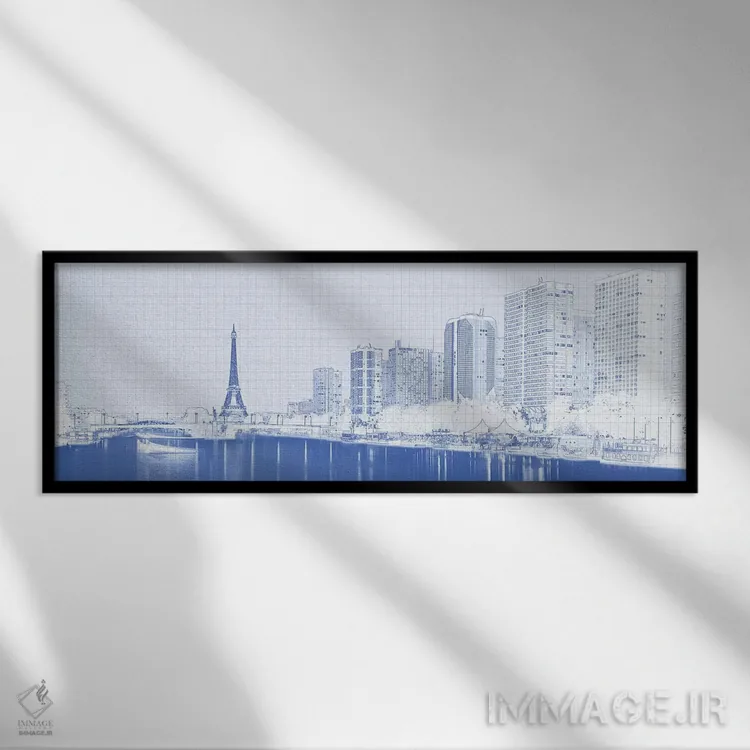 تابلو دکوراتیو Seine River, Paris, France,آسمان خراش کنار آب با برج ای… اثر پانورامیک ایمجز - نمای قابدار مشکی