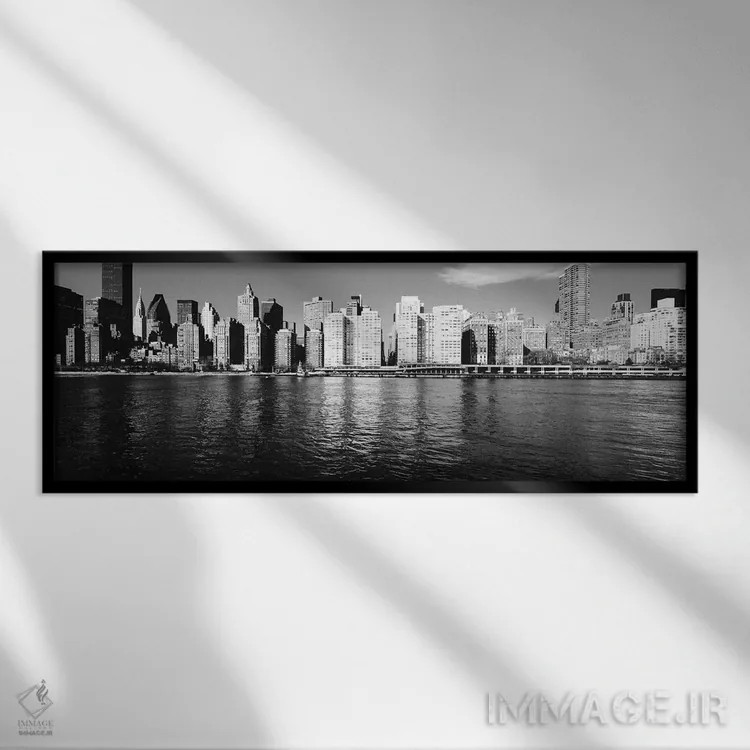تابلو دکوراتیو East River, Manhattan, New York City, USA I,آسمان خراش… اثر پانورامیک ایمجز - نمای قابدار مشکی